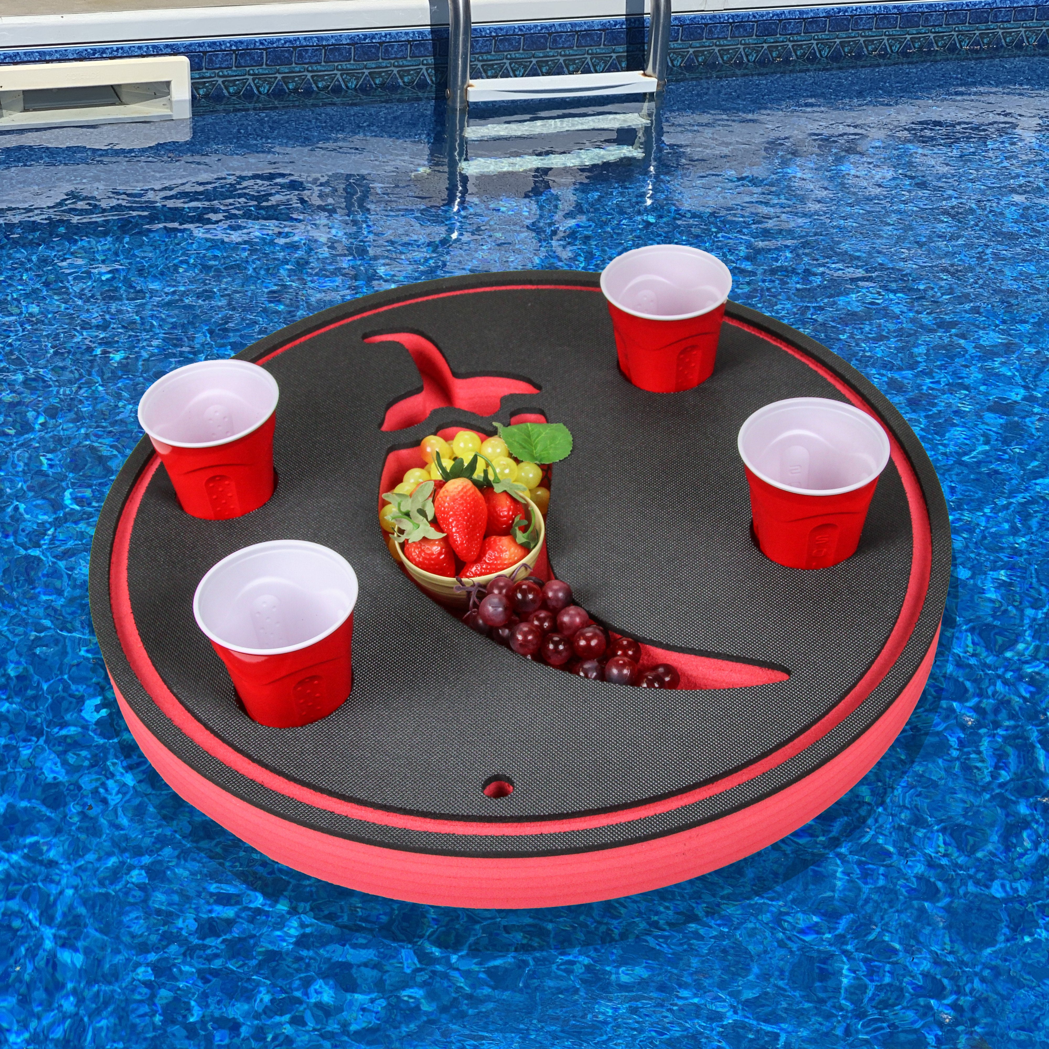 Chili Pepper Shaped Drink Holder Hot Refreshment Table Tray PoolBeach Party Float Lounge Durable Foam 6 Compartment UV Resistant Cup Holders 2 Feet