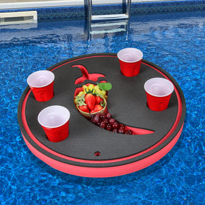 Chili Pepper Shaped Drink Holder Hot Refreshment Table Tray PoolBeach Party Float Lounge Durable Foam 6 Compartment UV Resistant Cup Holders 2 Feet