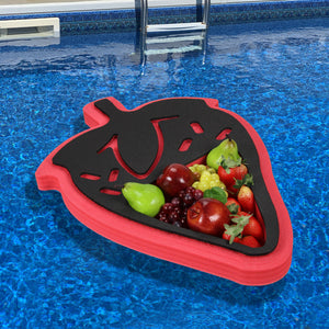 Strawberry Shaped Drink Holder Red Fruit Table Tray for Pool or Beach Party Float Lounge Durable Foam 1 Compartment UV Resistant 28.23 Inches