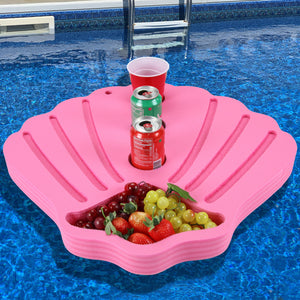 Sea Shell Shaped Drink Holder Floating Refreshment Table Tray PoolBeach Party Float Lounge Durable Foam 4 Compartment UV Resistant Cup Holders 2 Feet