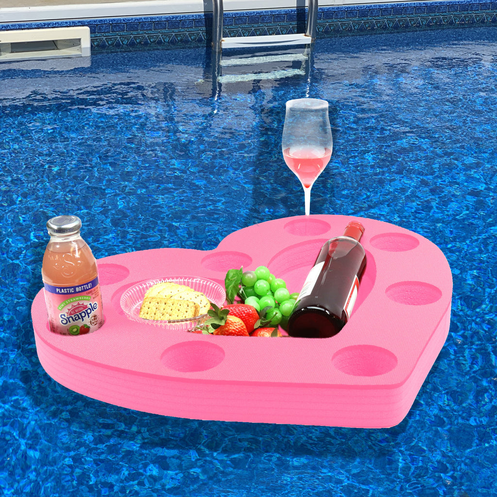 Heart Shaped Drink Holder Floating Refreshment Table Tray PoolBeach Party Float Lounge Durable Foam 9 Compartment UV Resistant Cup Holders 2 Feet
