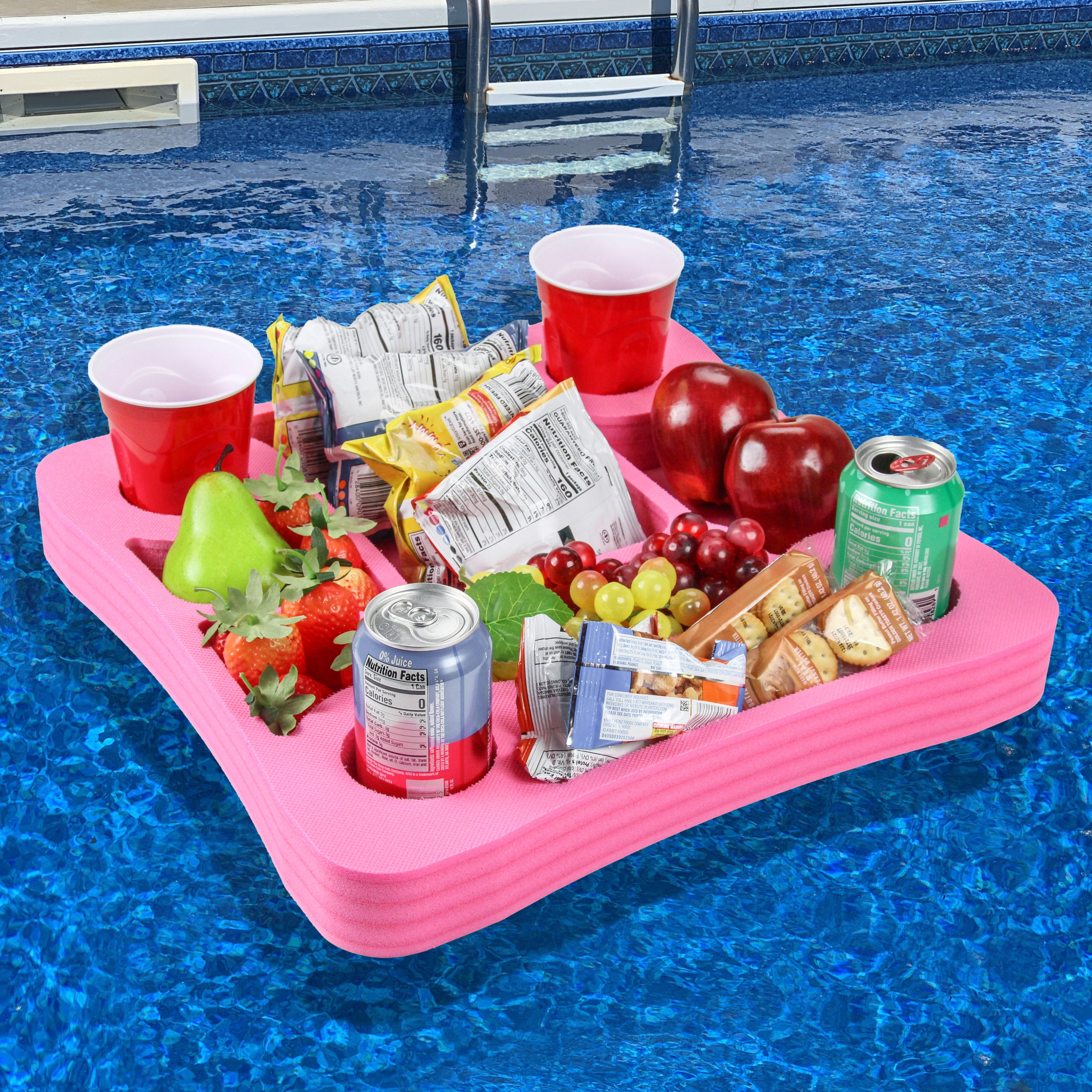 Floating Drink Holder Refreshment Spa Hot Tub Bar Table for Pool or Beach Party Lounge Durable Foam 17.5 Inches Large 10 Compartment UV Resistant