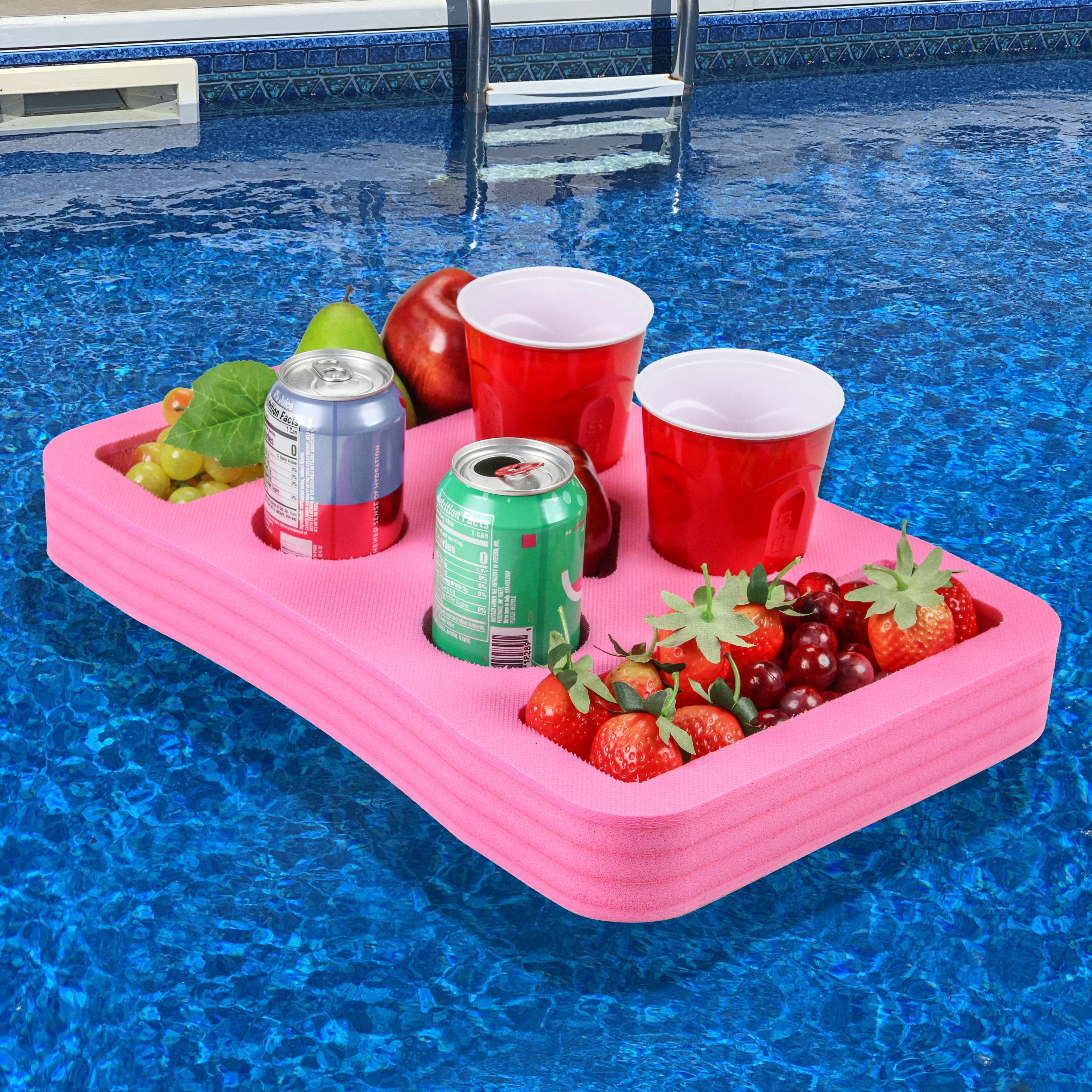 Floating Drink Holder Refreshment Spa Hot Tub Bar Table Tray for Pool or Beach Party Float Lounge Durable Foam 7 Compartment UV Resistant