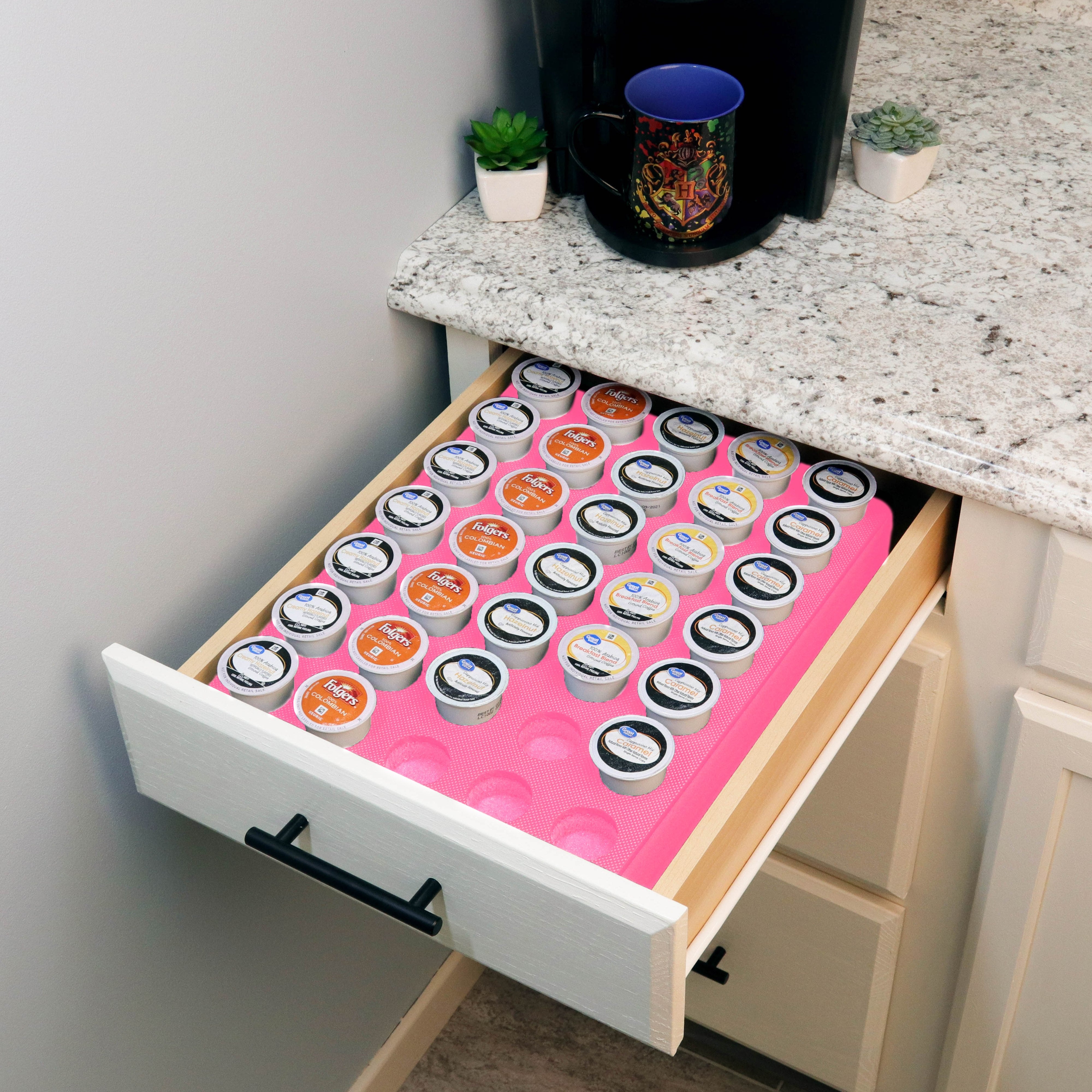 Coffee Pod Storage Deluxe Organizer Tray Drawer Insert for Kitchen Home Office Waterproof 11.9 X 15.9 Inches Holds 35 Compatible Keurig K-Cup