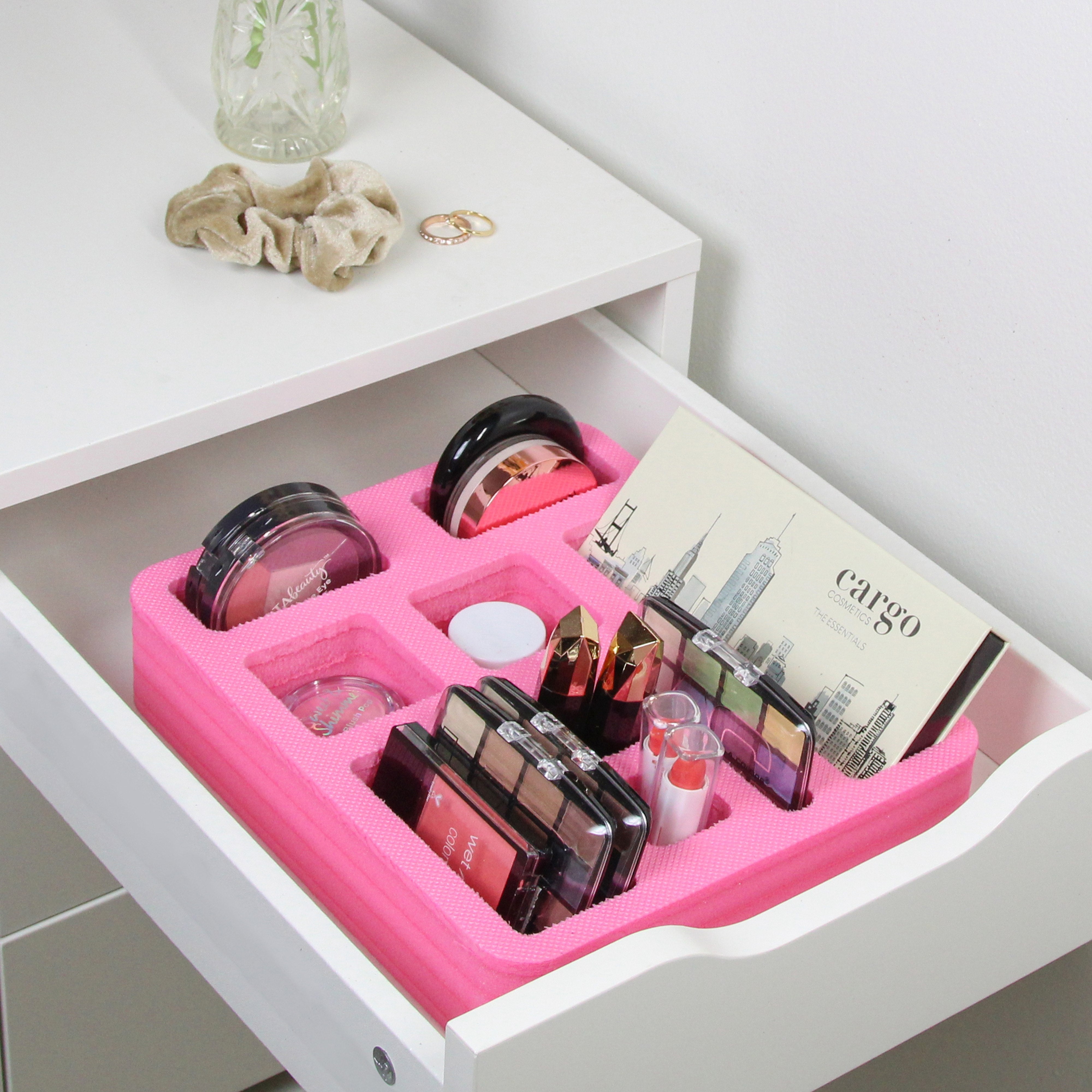 Makeup Drawer Tray Waterproof Durable Foam InsertHome Bathroom Bedroom Office 8.6 x 10.25 Inches 9 CompartmentsLipstick Eyeliner Cosmetics More