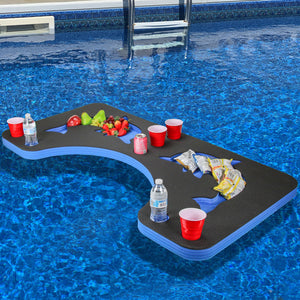 Dolphin Shaped Drink Holder  Bar Table Tray for Pool Beach Party Float Lounge Durable Foam 9 Compartment UV Resistant Cup Holders 57.75 Inches
