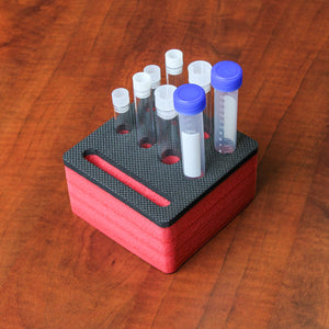Personal Travel Test Tube Holder Rack Red Foam Lab Storage Organizer Compact St Transport Holds 8 Tubes Fits up to 11mm 13mm 15mm 17mm Diameter