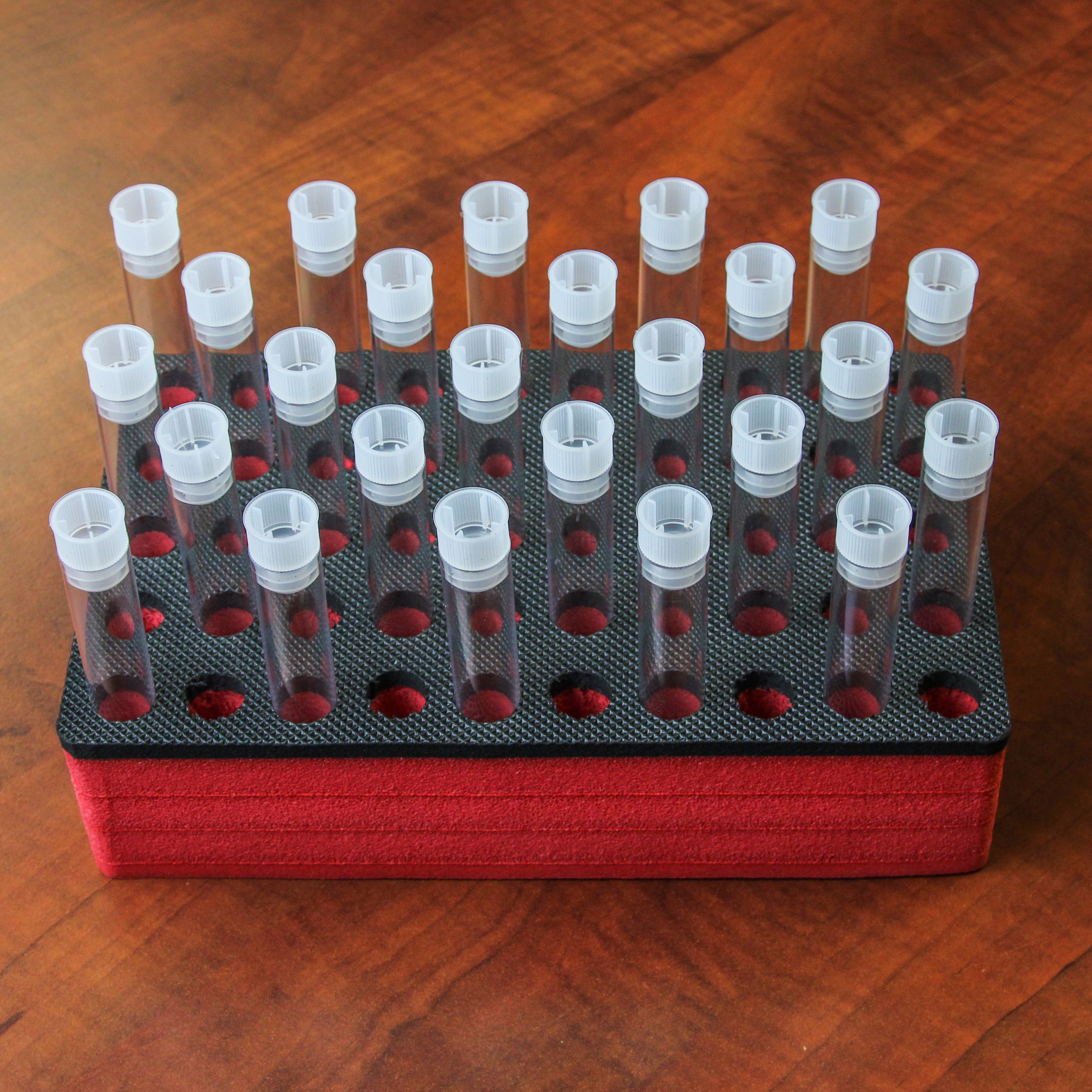 Polar Whale Test Tube Rack Red and Black Foam Storage Rack Organizer Stand Transport Holds 50 Tubes Fits up to 15mm Diameter