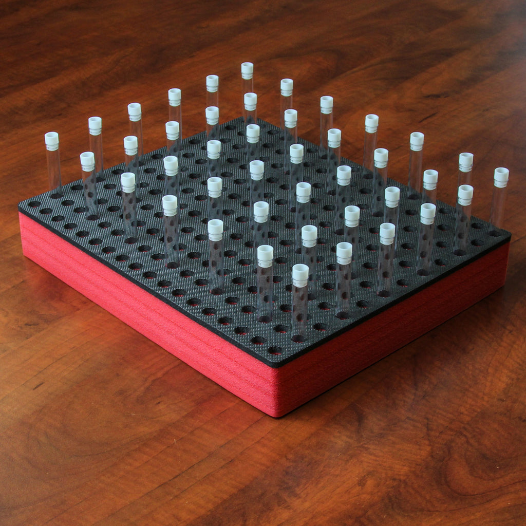 Polar Whale Test Tube Radioimmunoassay Rack Red and Black Foam Storage Rack Organizer Stand Transport Holds 216 Tubes Fits up to 13mm Diameter