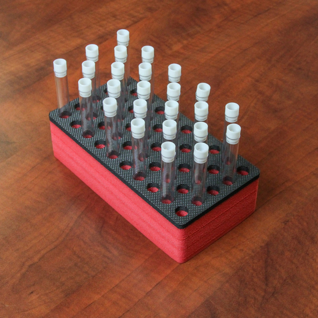 Polar Whale Test Tube Organizer Red and Black Foam Storage Rack Stand Transport Holds 50 Tubes Fits up to 13mm Diameter Tubes