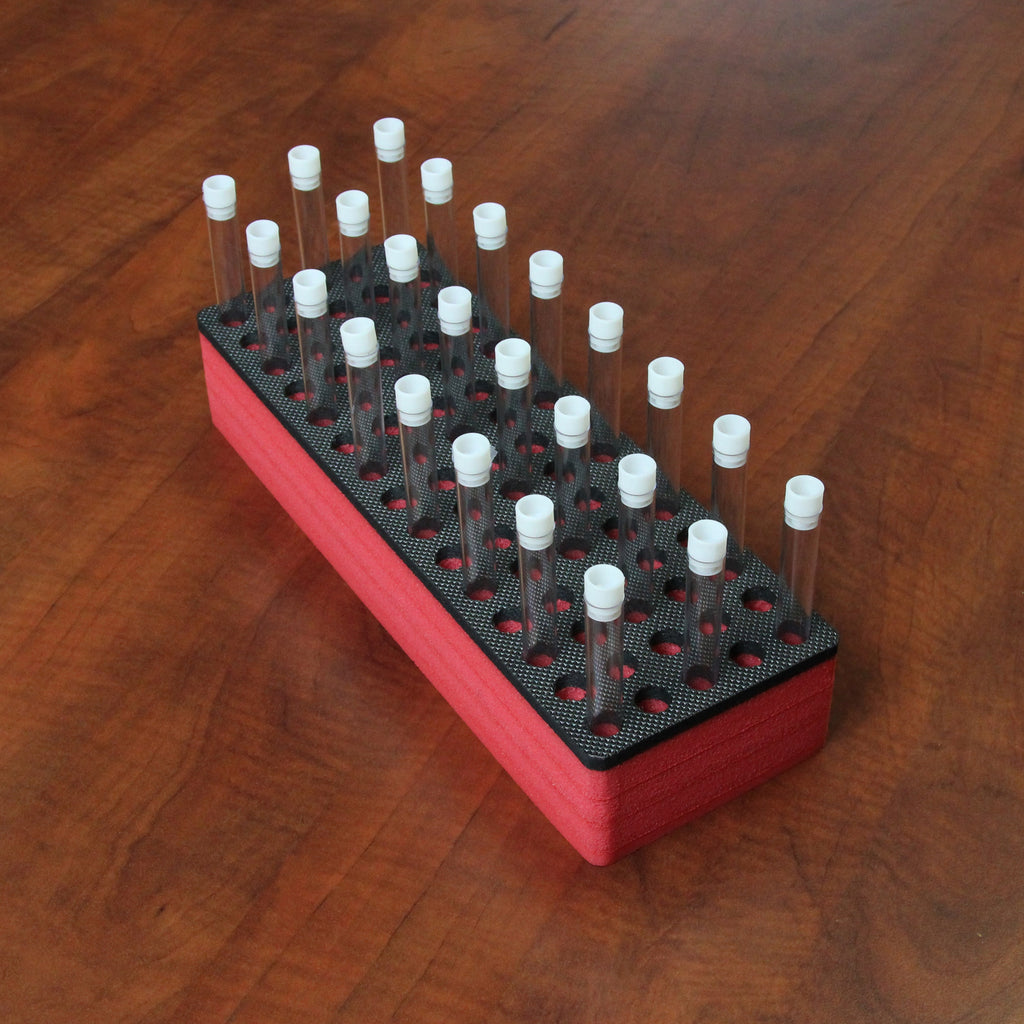 Polar Whale Test Tube Organizer Red and Black Foam Storage Rack Stand Transport Holds 75 Tubes Fits up to 13mm Diameter Tubes