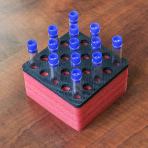 Polar Whale Test Tube Organizer Red and Black Foam Storage Rack Stand Transport Holds 25 Tubes Fits up to 13mm Diameter Tubes
