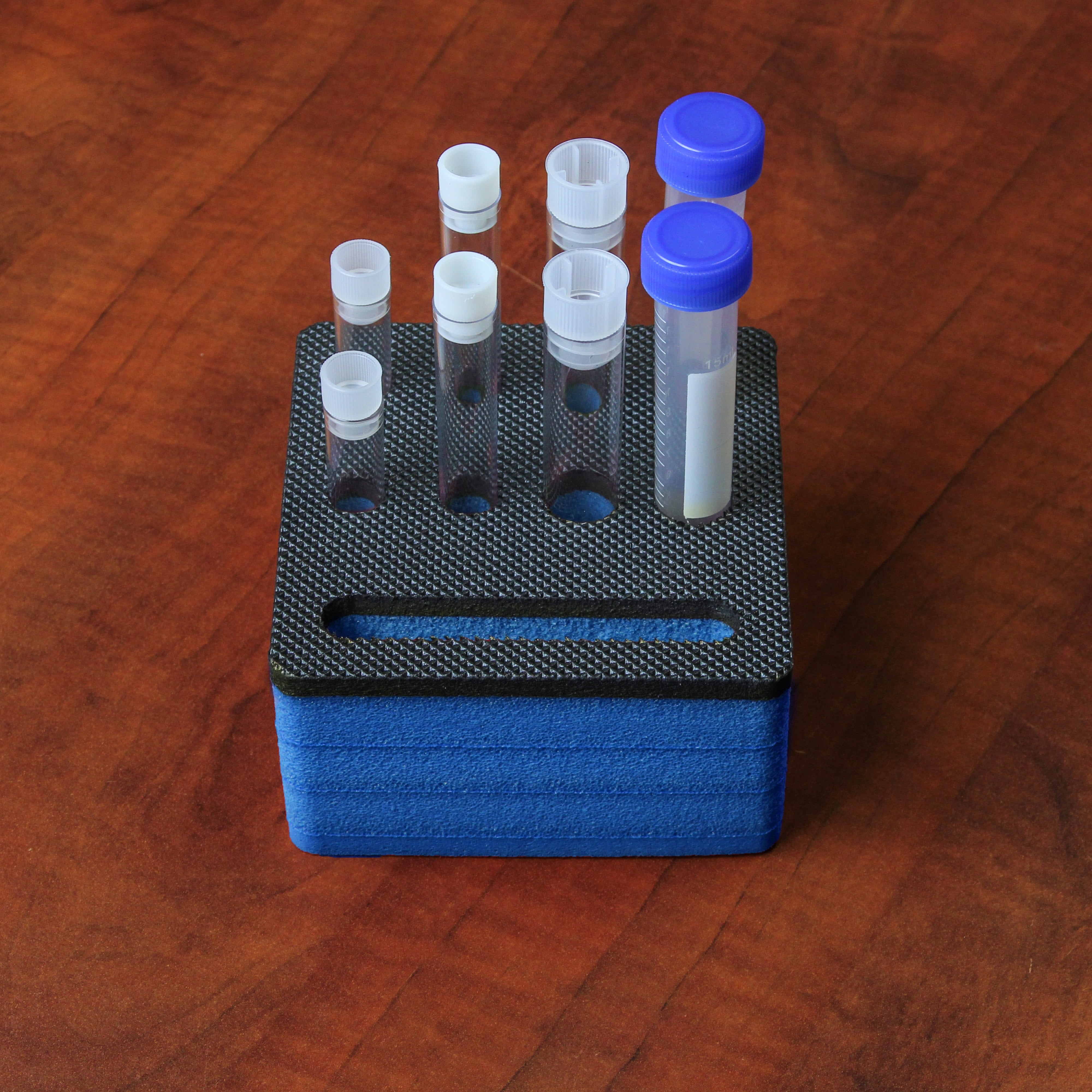 Personal Travel Test Tube Holder Rack Foam Lab Storage Organizer Compact St Transport Holds 8 Tubes Fits up to 11mm 13mm 15mm 17mm Diameter