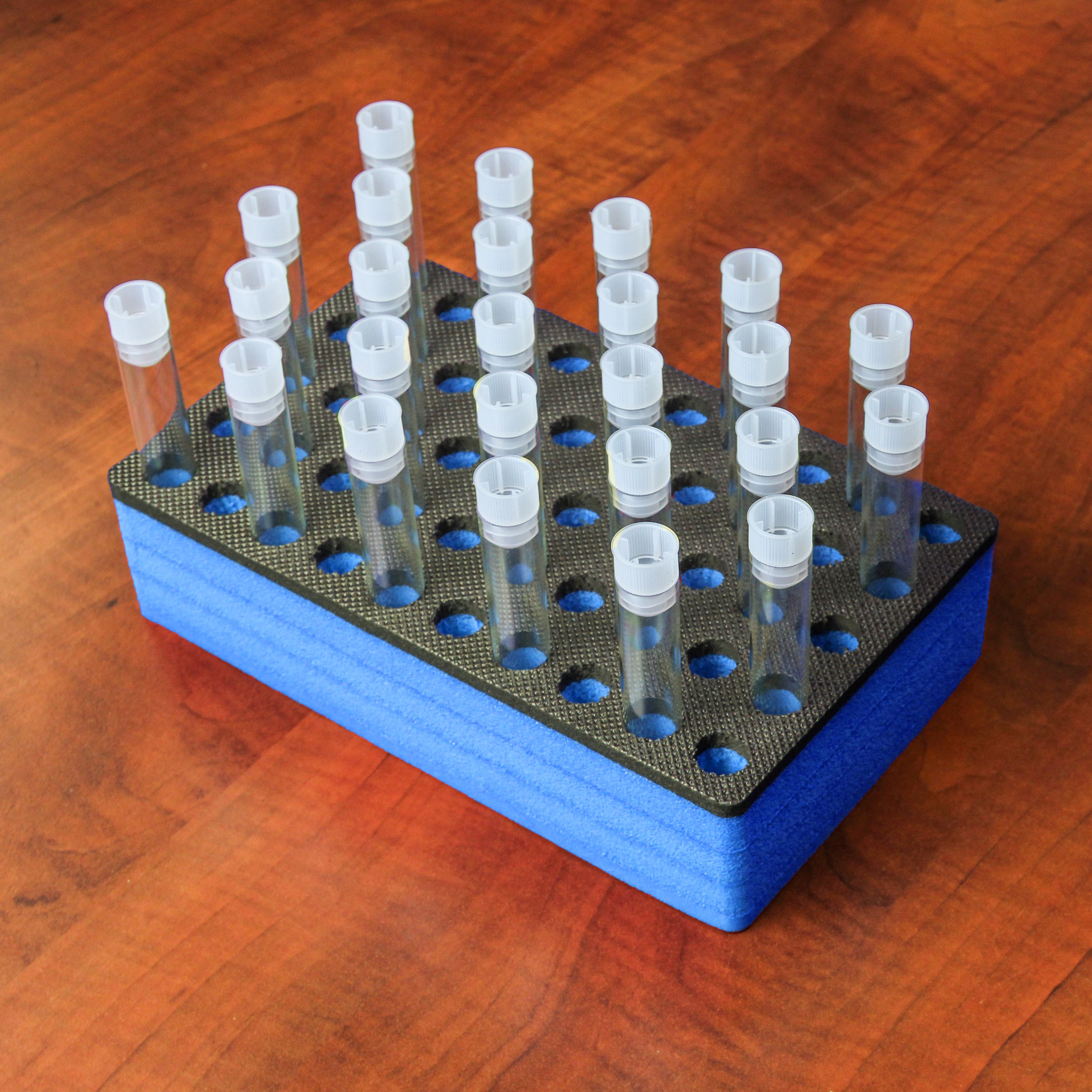 Polar Whale Test Tube Rack Blue and Black Foam Storage Rack Organizer Stand Transport Holds 50 Tubes Fits up to 15mm Diameter