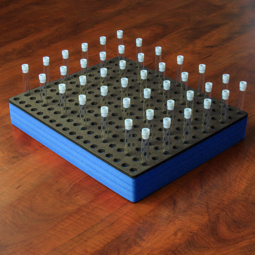 Polar Whale Test Tube Radioimmunoassay Rack Blue and Black Foam Storage Rack Organizer Stand Transport Holds 216 Tubes Fits up to 13mm Diameter