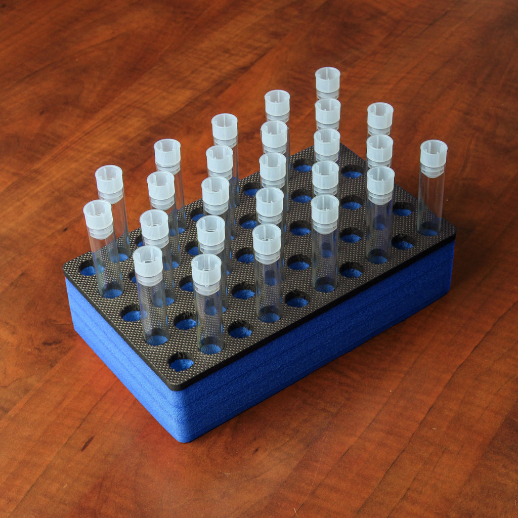 Polar Whale Test Tube Rack Blue and Black Foam Storage Rack Organizer Stand Transport Holds 50 Tubes Each Fits up to 16mm Diameter Tubes