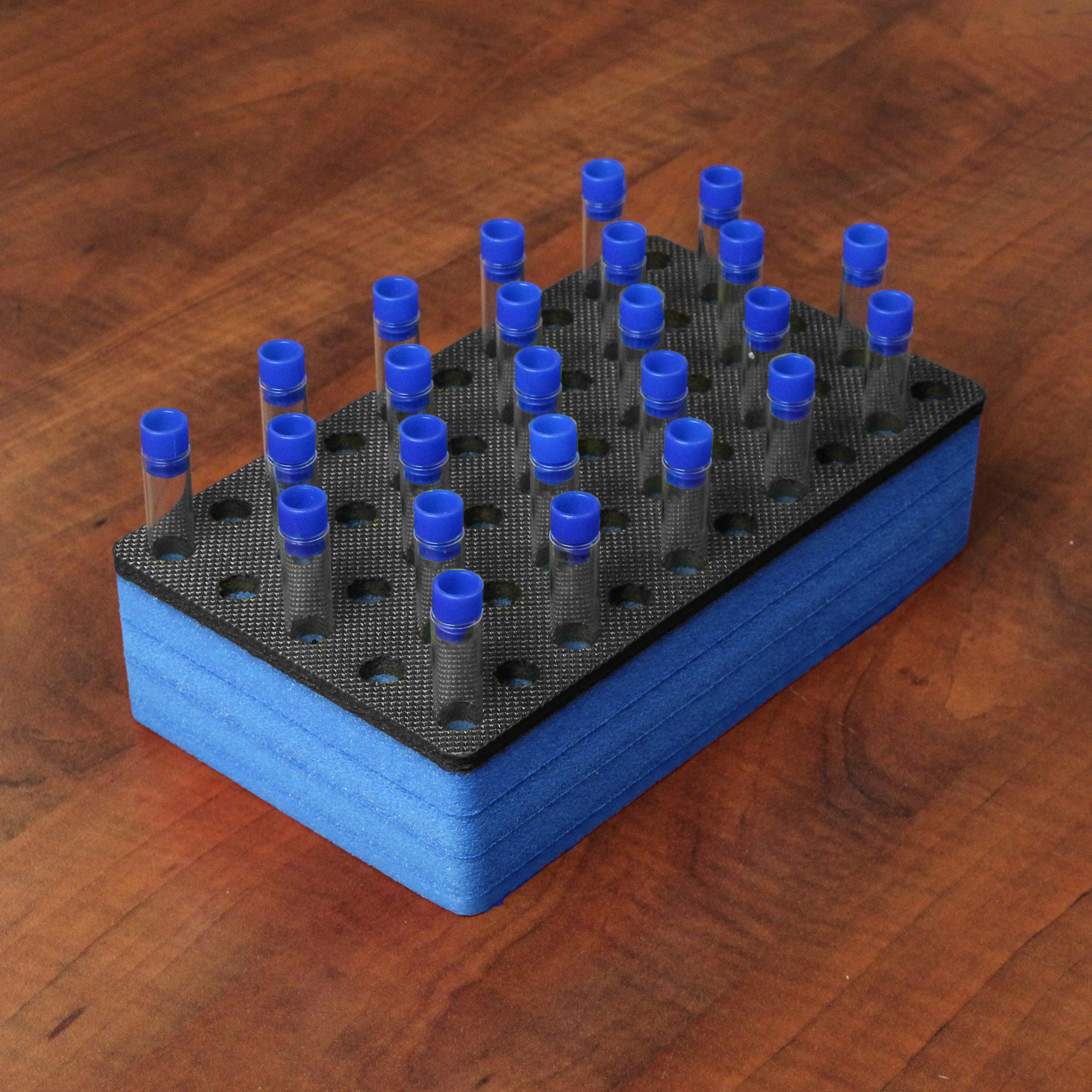 Polar Whale Test Tube Rack Blue and Black Foam Storage Rack Organizer Stand Transport Holds 50 Tubes Each Fits up to 12mm Diameter Tubes