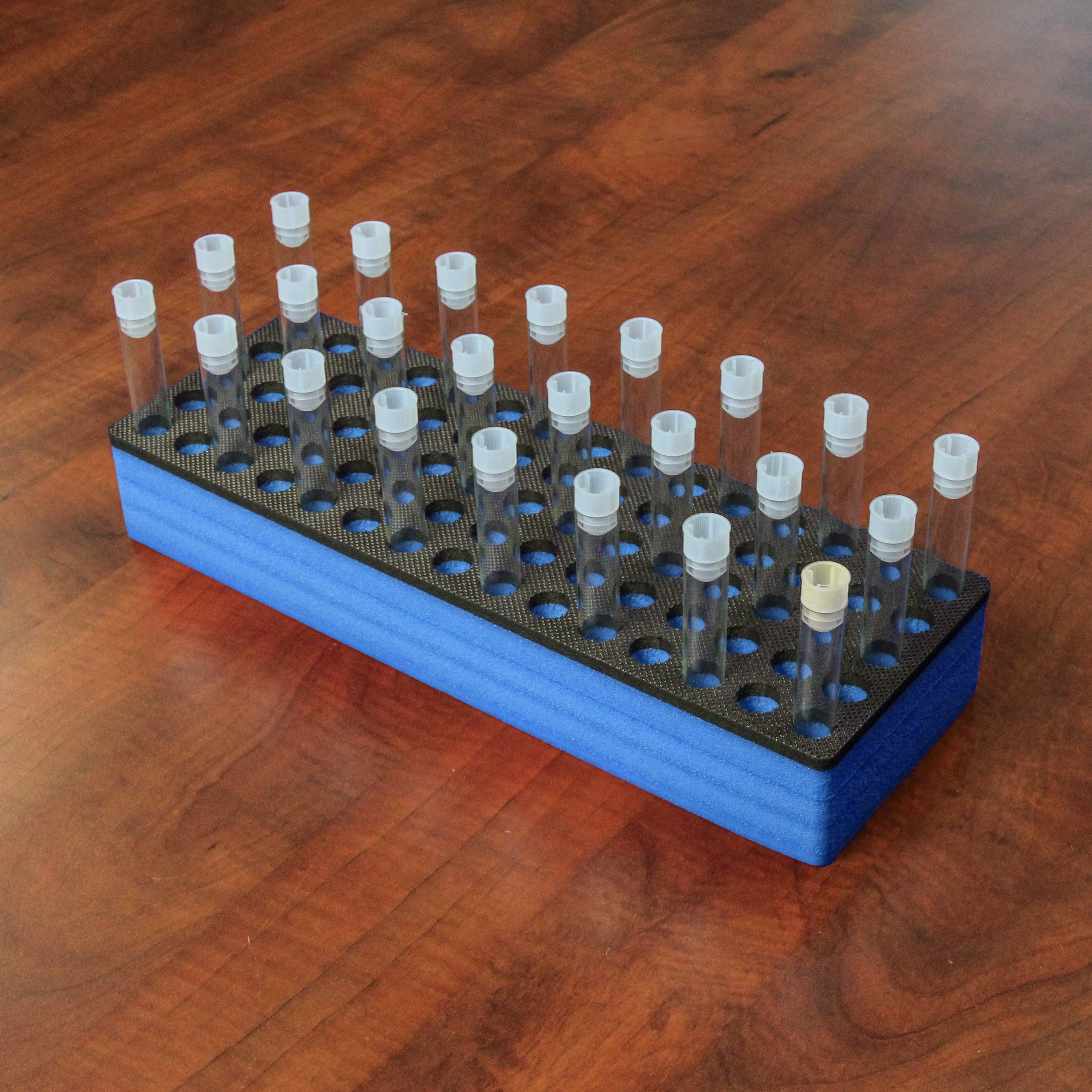 Polar Whale Test Tube Organizer Blue and Black Foam Storage Rack Stand Transport Holds 75 Tubes Fits up to 17mm Diameter Tubes