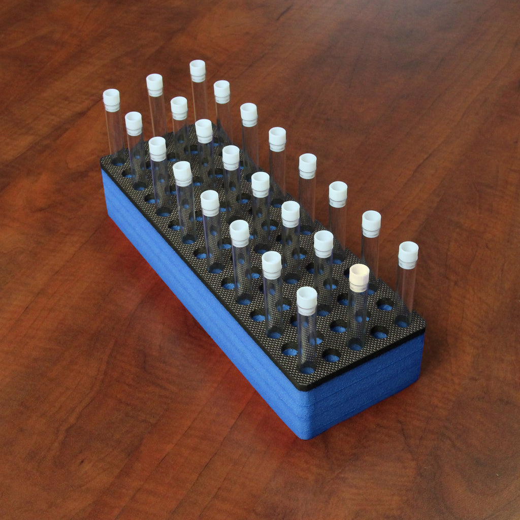Polar Whale Test Tube Organizer Blue and Black Foam Storage Rack Stand Transport Holds 75 Tubes Fits up to 13mm Diameter Tubes