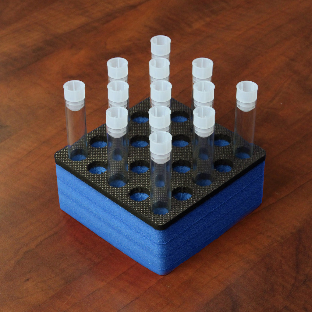 Polar Whale Test Tube Organizer Blue and Black Foam Storage Rack Stand Transport Holds 25 Tubes Fits up to 17mm Diameter Tubes