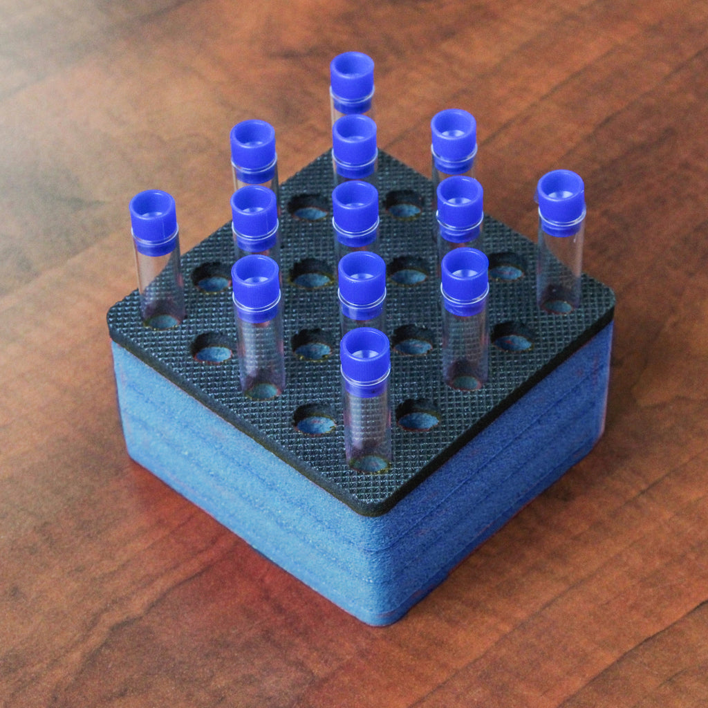 Polar Whale Test Tube Organizer Blue and Black Foam Storage Rack Stand Transport Holds 25 Tubes Fits up to 13mm Diameter Tubes