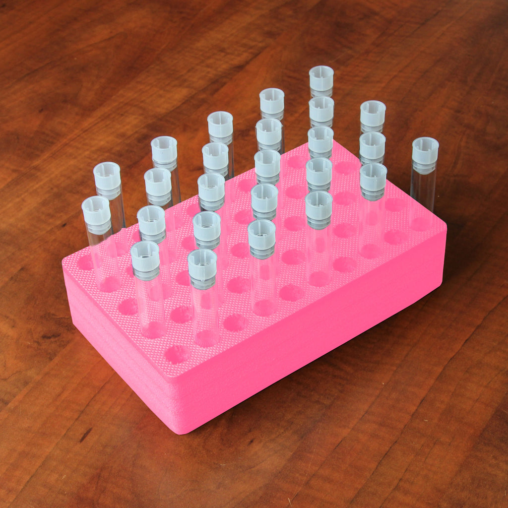 Polar Whale Test Tube Rack Pink Foam Storage Rack Organizer Stand Transport Holds 50 Tubes Each Fits up to 16mm Diameter Tubes