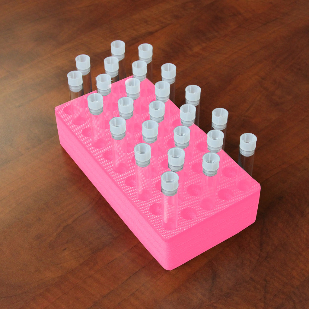 Polar Whale Test Tube Organizer Pink Foam Storage Rack Stand Transport Holds 50 Tubes Fits up to 17mm Diameter Tubes