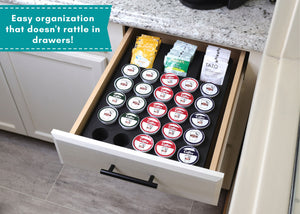 Coffee Pod and Tea Bag Storage Organizer Tray Drawer Insert for Kitchen Home Office 11.9 x 15.9 Inches Holds 25 Compatible with Keurig K-Cup