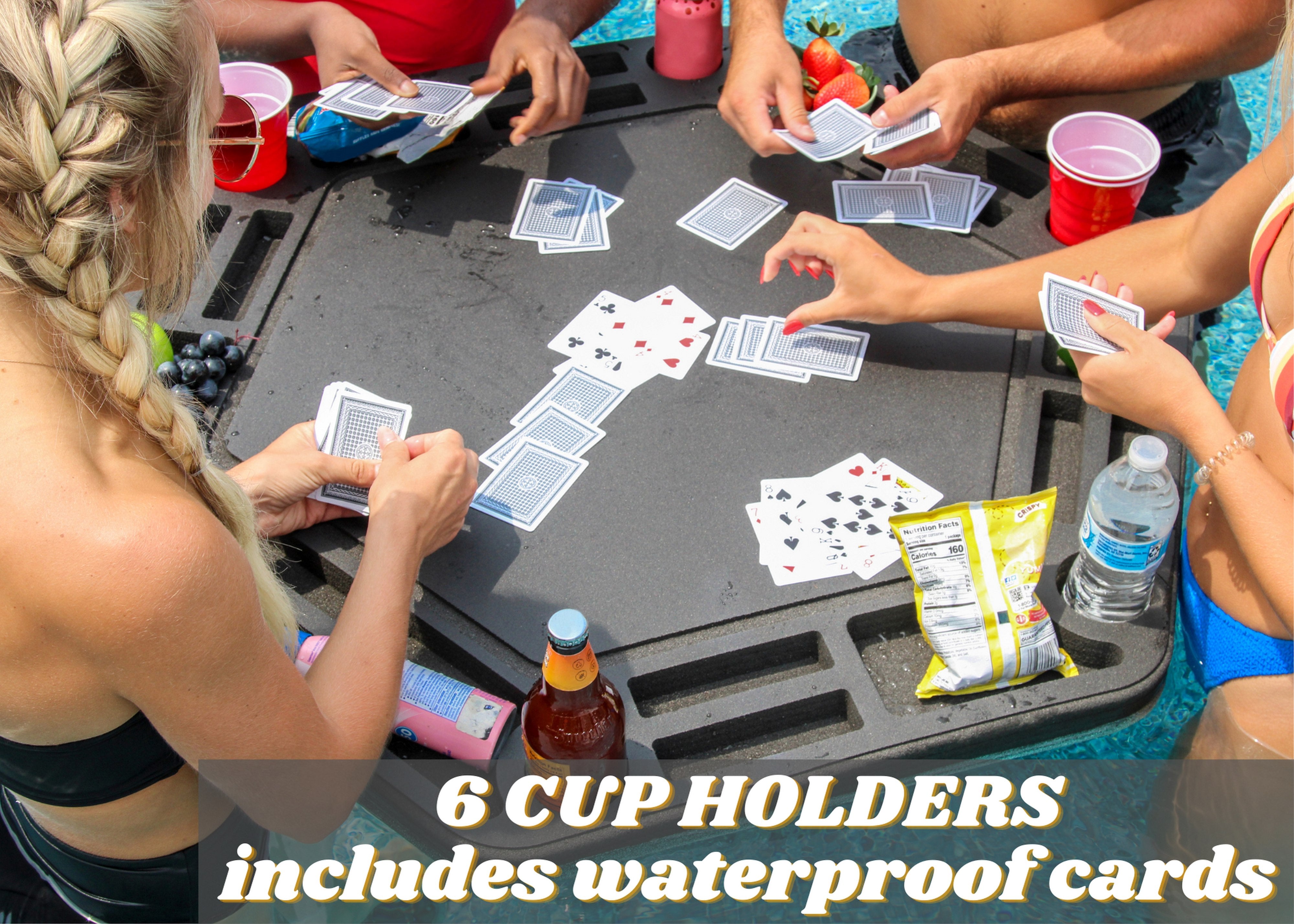 Floating Large Poker Table Pool Float Includes Waterproof Playing Cards 40.5"