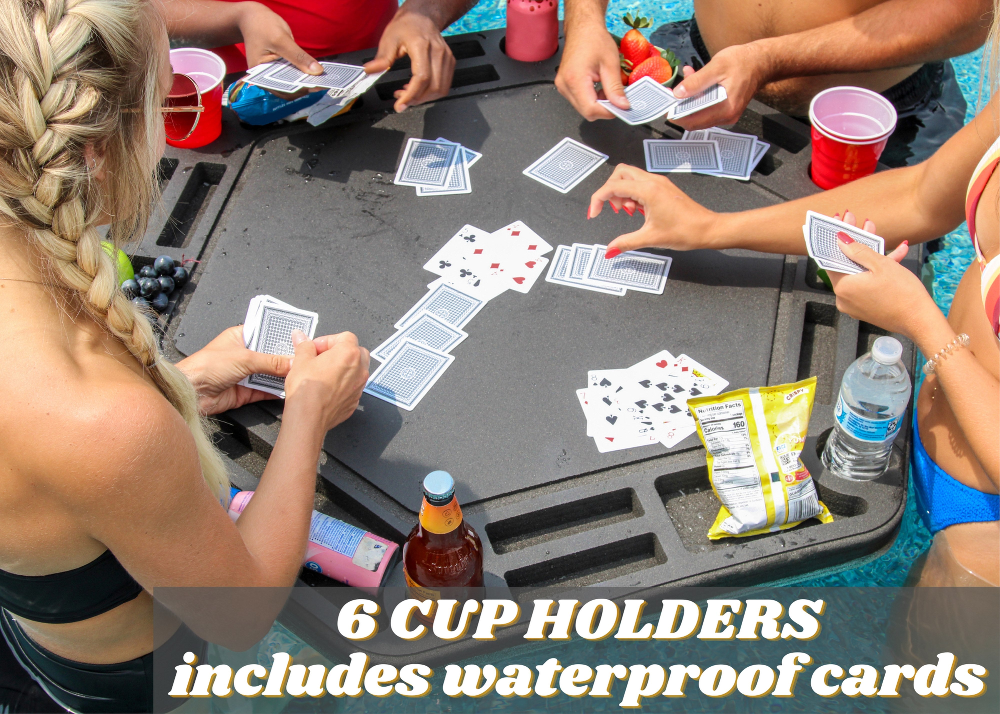 Floating Large Poker Table Pool Float Includes Waterproof Playing Card ...