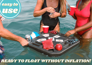 Floating Medium Poker Table Game Tray for Pool or Beach Party Float Lounge Durable Foam 23.5 Inch Chip Slots Drink Holders