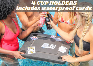 Floating Game or Card Table Tray for Pool or Beach Party Float Lounge Durable Foam 23.5 Inch Drink Holders with Waterproof Playing Cards Deck