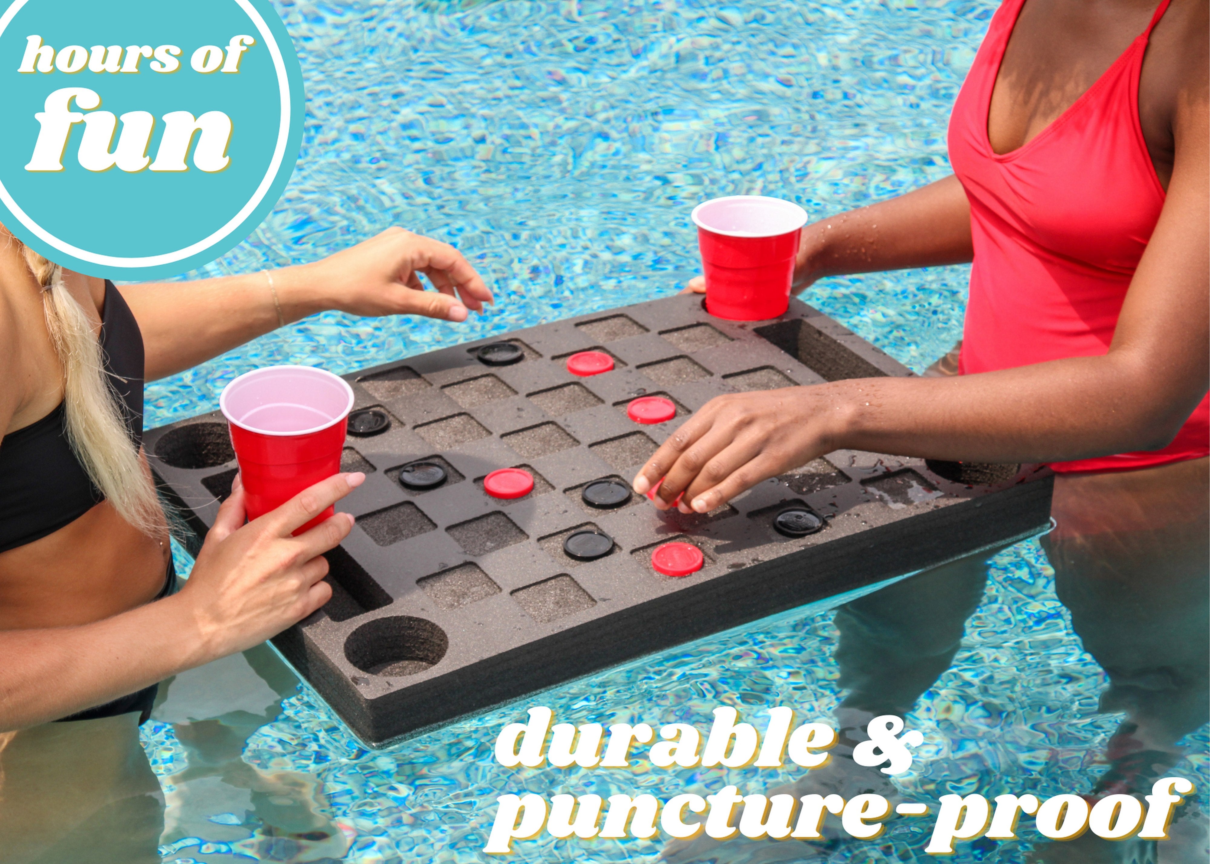 Floating Checkerboard Table Drink Tray Pool Foam Beach Float with Chec ...