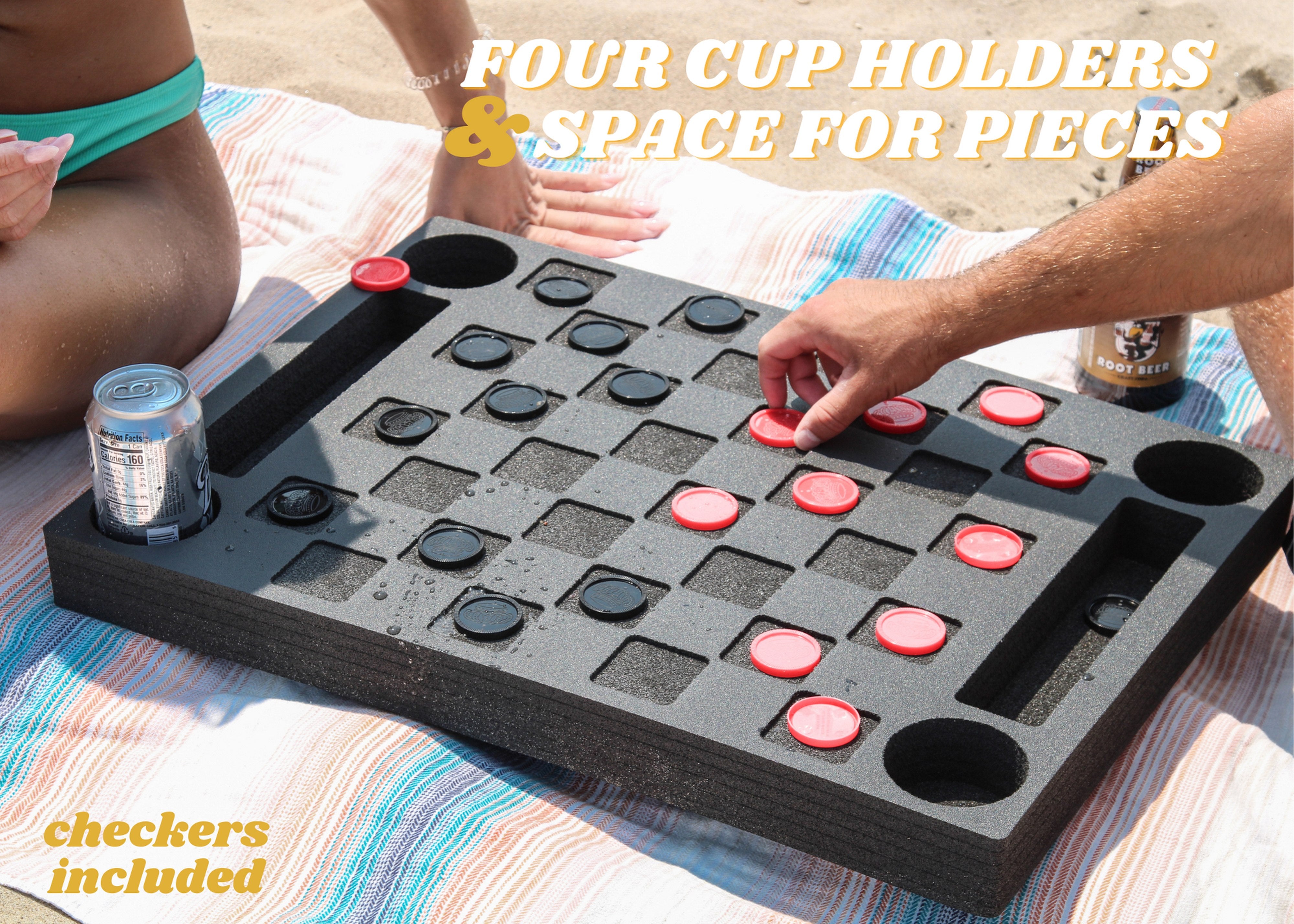 Floating Checkerboard Table Drink Tray Pool Foam Beach Float with Chec ...