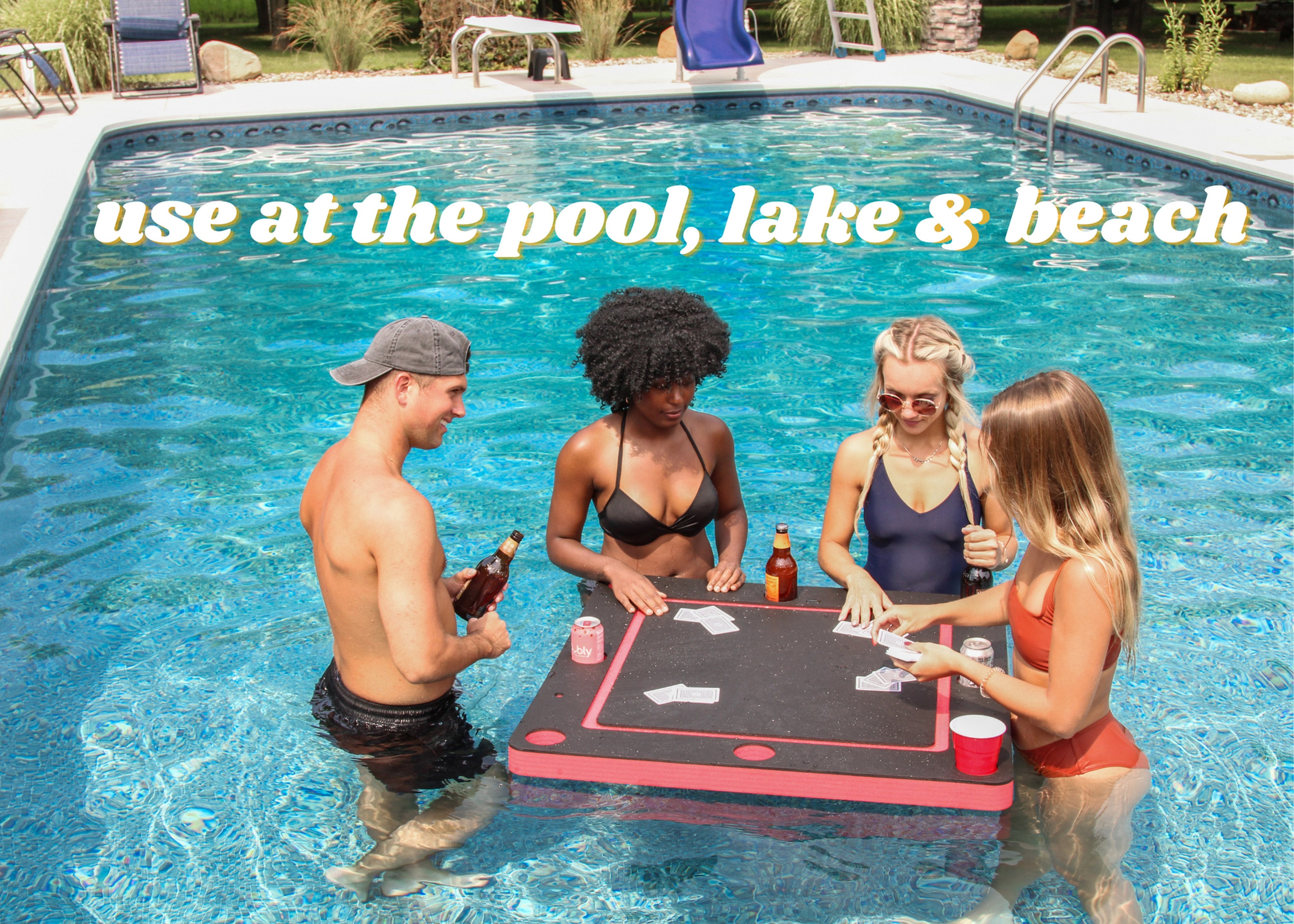 Floating GameCard Table Tray PoolBeach Party Float Lounge Durable Foam Large 36 Inch Drink Holders Waterproof Playing Cards Deck UV Resistant