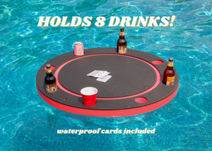 Floating GameCard Table Tray PoolBeach Party Float Lounge Durable Foam Large 36 Inch Round Drink Holders Waterproof Playing Cards Deck UV Resistant