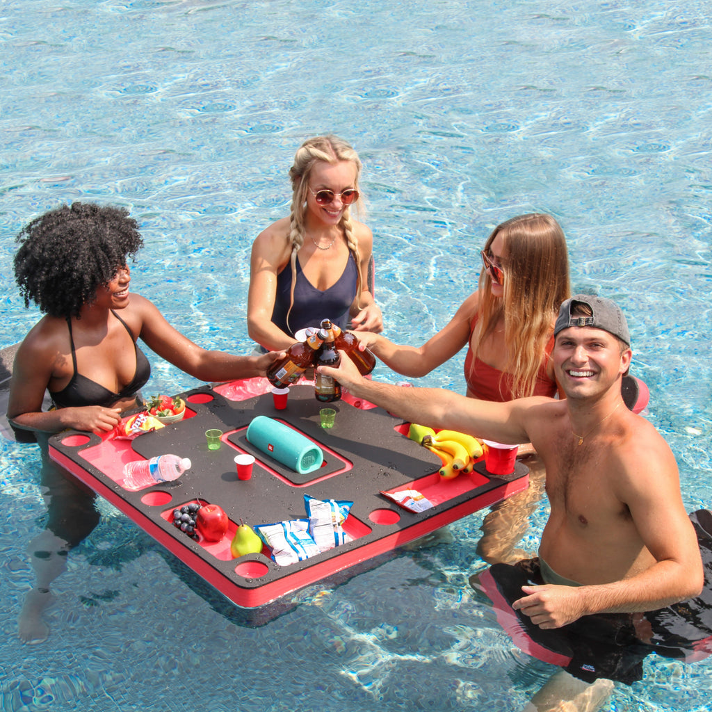 Floating Waterproof Speaker Table 4 Seats Party Tray Drink HoldersPool or Beach Float Durable Foam Compatible JBL tooth Charge FLIP more 36 Inch