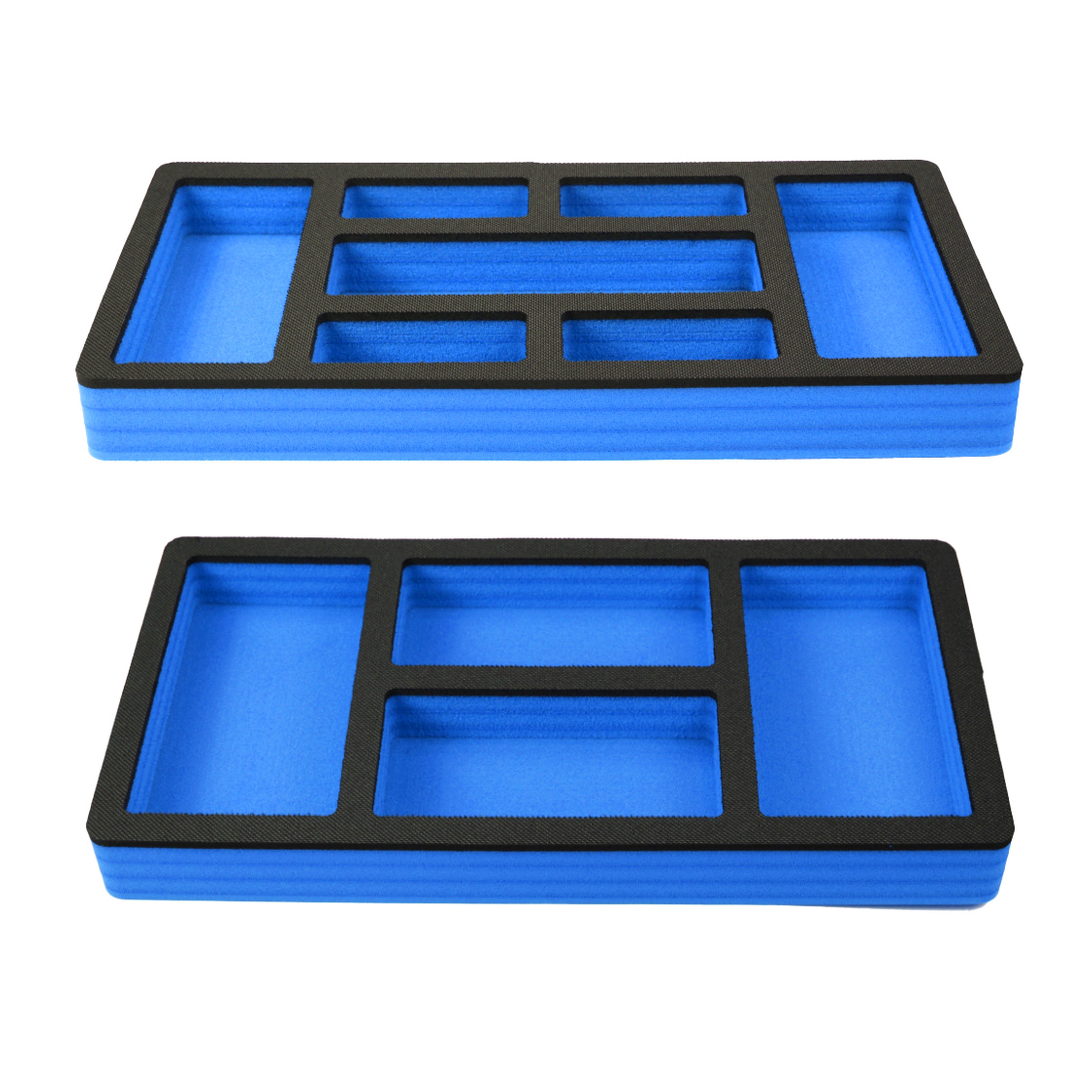 Tool Drawer Organizer 2-Piece Insert Set Blue and Black Durable Foam Non-Slip Anti-Rattle Bin Holder Tray 20 x 10 Inches Large Pockets Fits Craftsman Husky Kobalt Milwaukee and Many Others