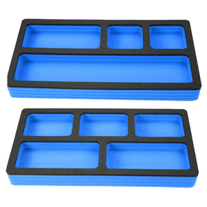 Tool Drawer Organizer 2-Piece Insert Set Blue and Black Durable Foam Non-Slip Anti-Rattle Bin Holder Tray 20 x 10 Inch Large Pockets Fits Craftsman Husky Kobalt Milwaukee and Many Others
