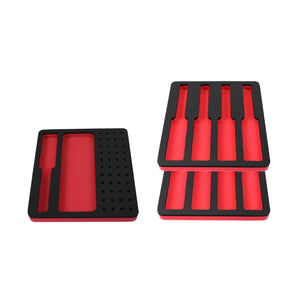 Tool Drawer Organizer 3-Piece Screwdriver Bit Driver Insert Set Red and Black Durable Foam Holds Many Tools 10 x 11 Inch Trays Fits Craftsman Husky Kobalt Milwaukee Many Others