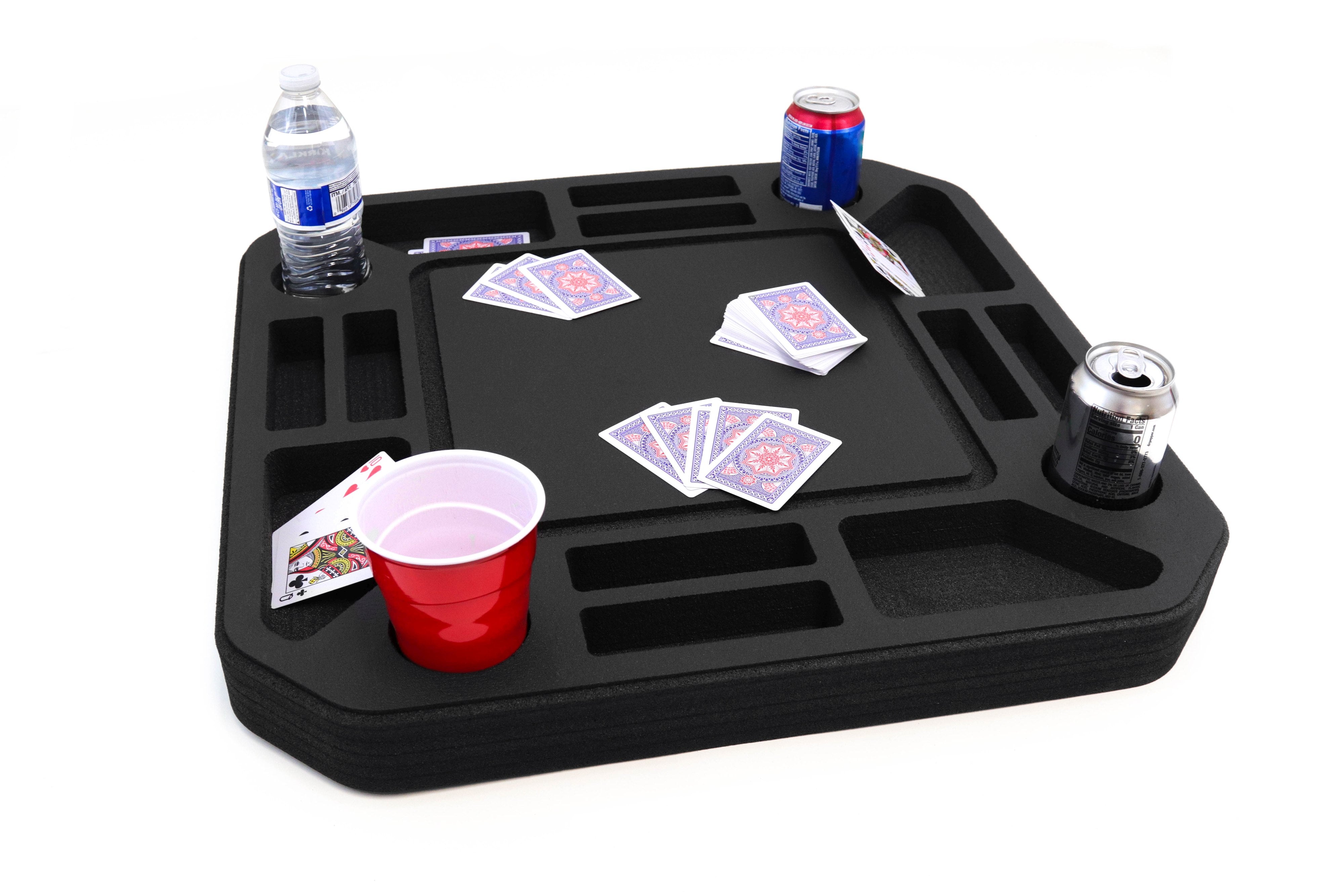 Floating Medium Poker Table Game Tray for Pool or Beach Party Float Lounge Durable Foam 23.5 Inch Chip Slots Drink Holders