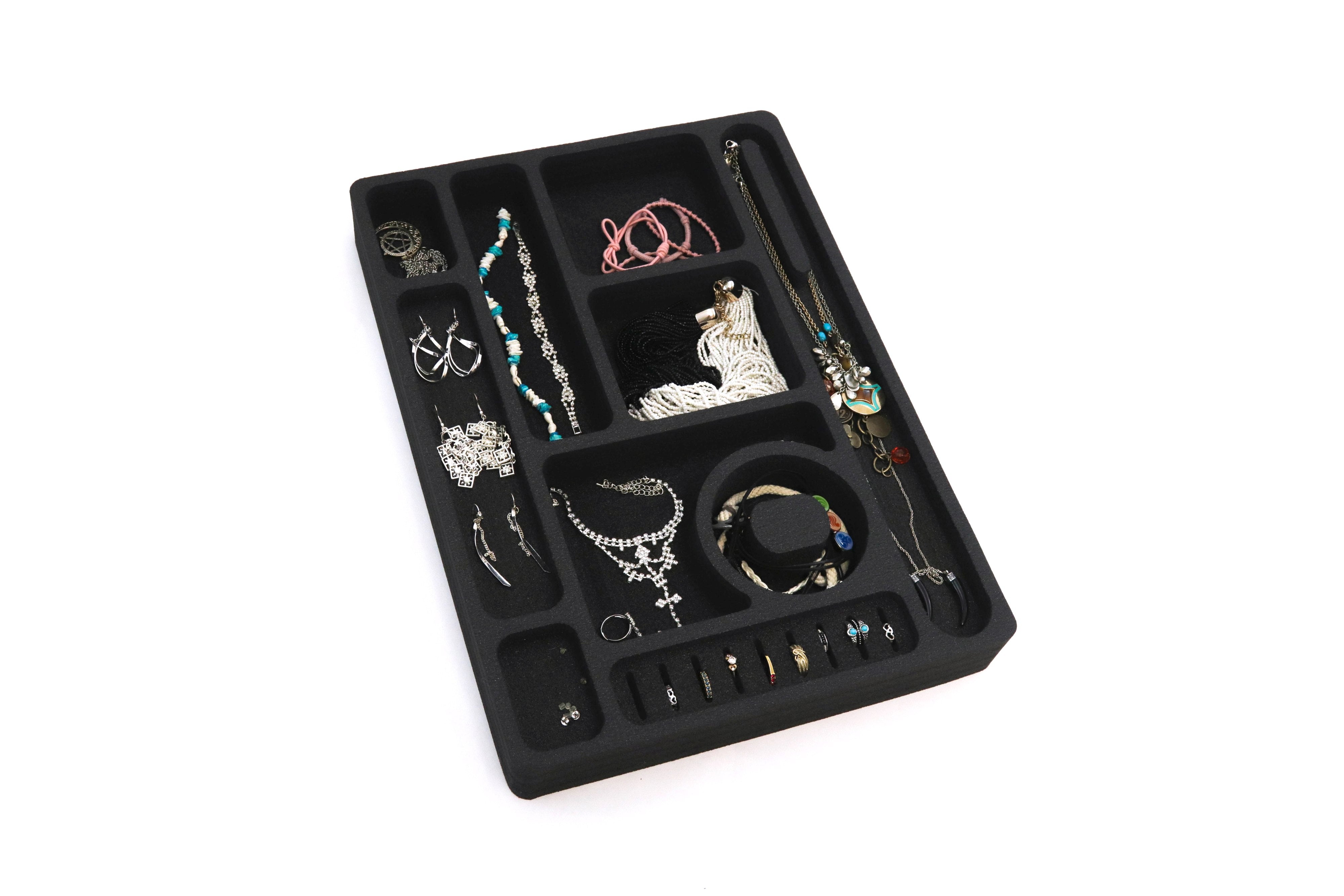 Jewelry Drawer Organizer Tray Washable Waterproof Foam Insert 12.9 x 17.9 Inches Necklaces Bracelets Ear Rings