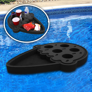 Ice Cream Shaped Drink Holder Floating Refreshment Table Tray for Pool or Beach Party Float Lounge Durable Black Foam 6 Compartment 2 Feet