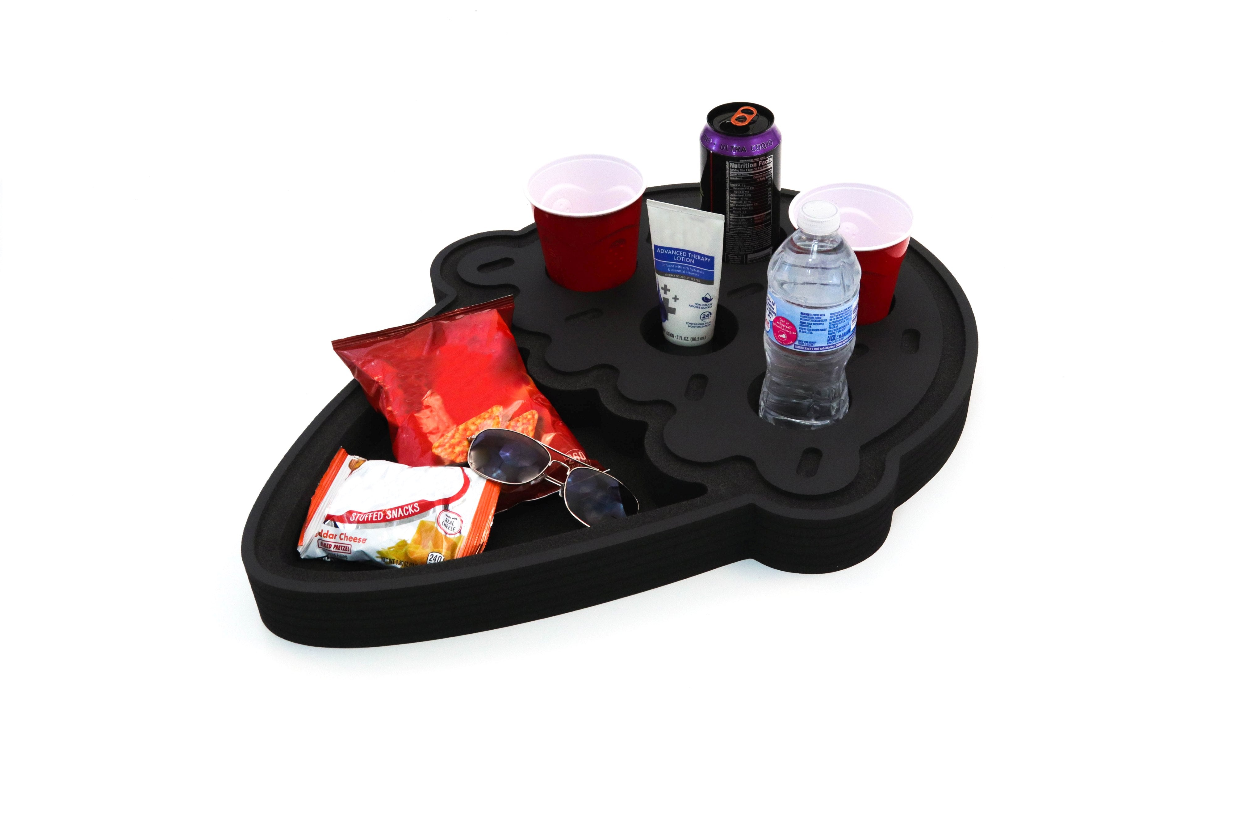 Ice Cream Shaped Drink Holder Floating Refreshment Table Tray for Pool or Beach Party Float Lounge Durable Black Foam 6 Compartment 2 Feet