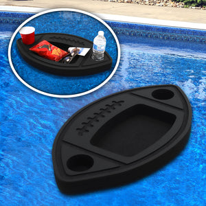 Football Shaped Drink Holder Floating Refreshment Table Tray for Pool or Beach Party Float Lounge Durable Black Foam 3 Compartment 2 Feet