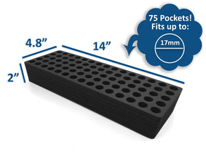 Test Tube Organizer Black Foam Storage Rack Stand Transport Holds 75 Tubes Fits up to 17mm Diameter Tubes