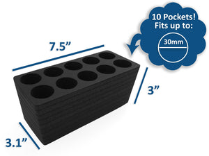 Test Tube Organizer Black Foam Storage Rack Stand Transport Holds 10 Tubes Fits up to 30mm Diameter Tubes