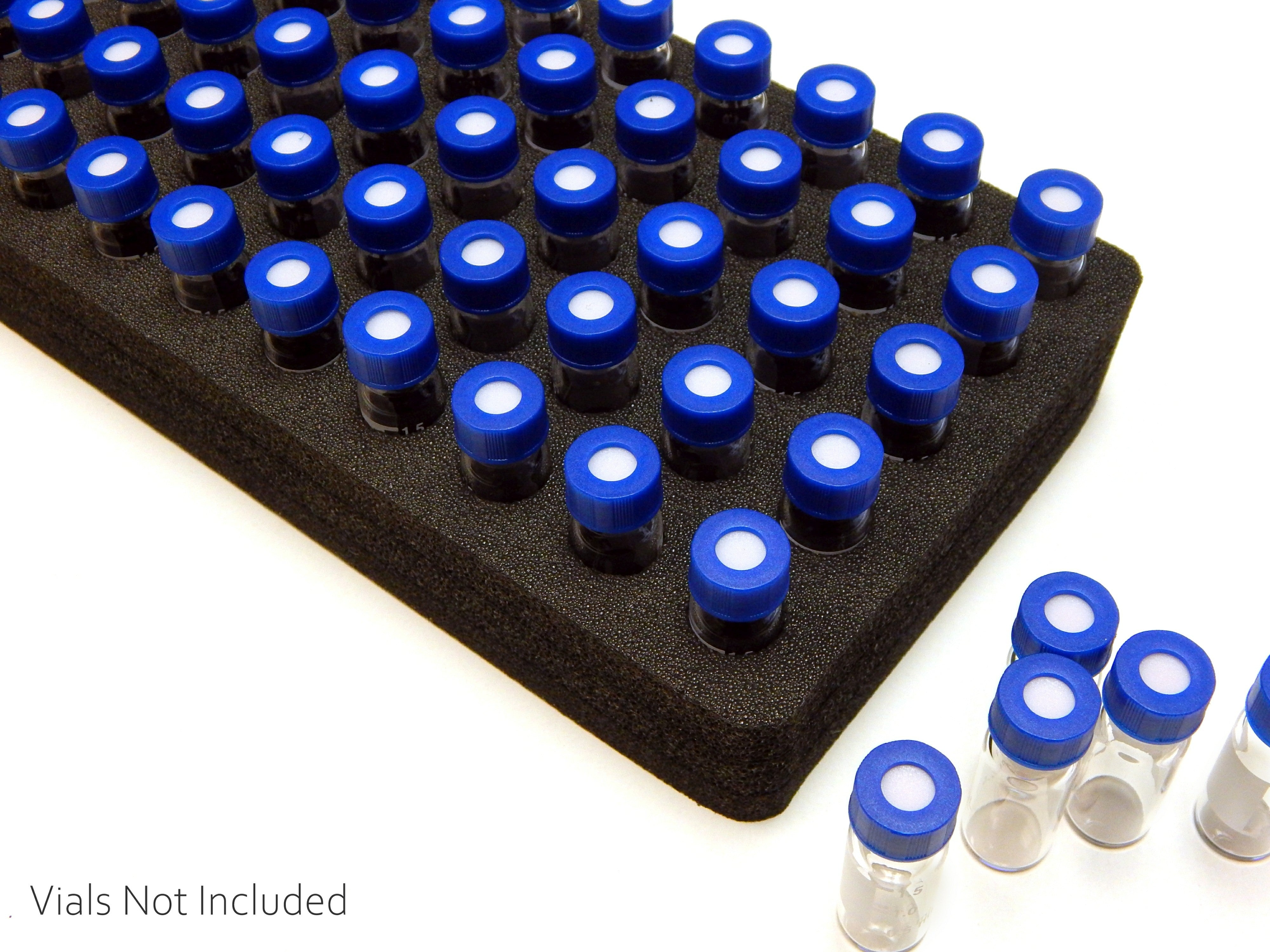 Centrifuge Vial Organizer Black Foam Storage Rack Stand Transport Holds 50 Vials Fits up to 12mm 2ml Diameter Tubes