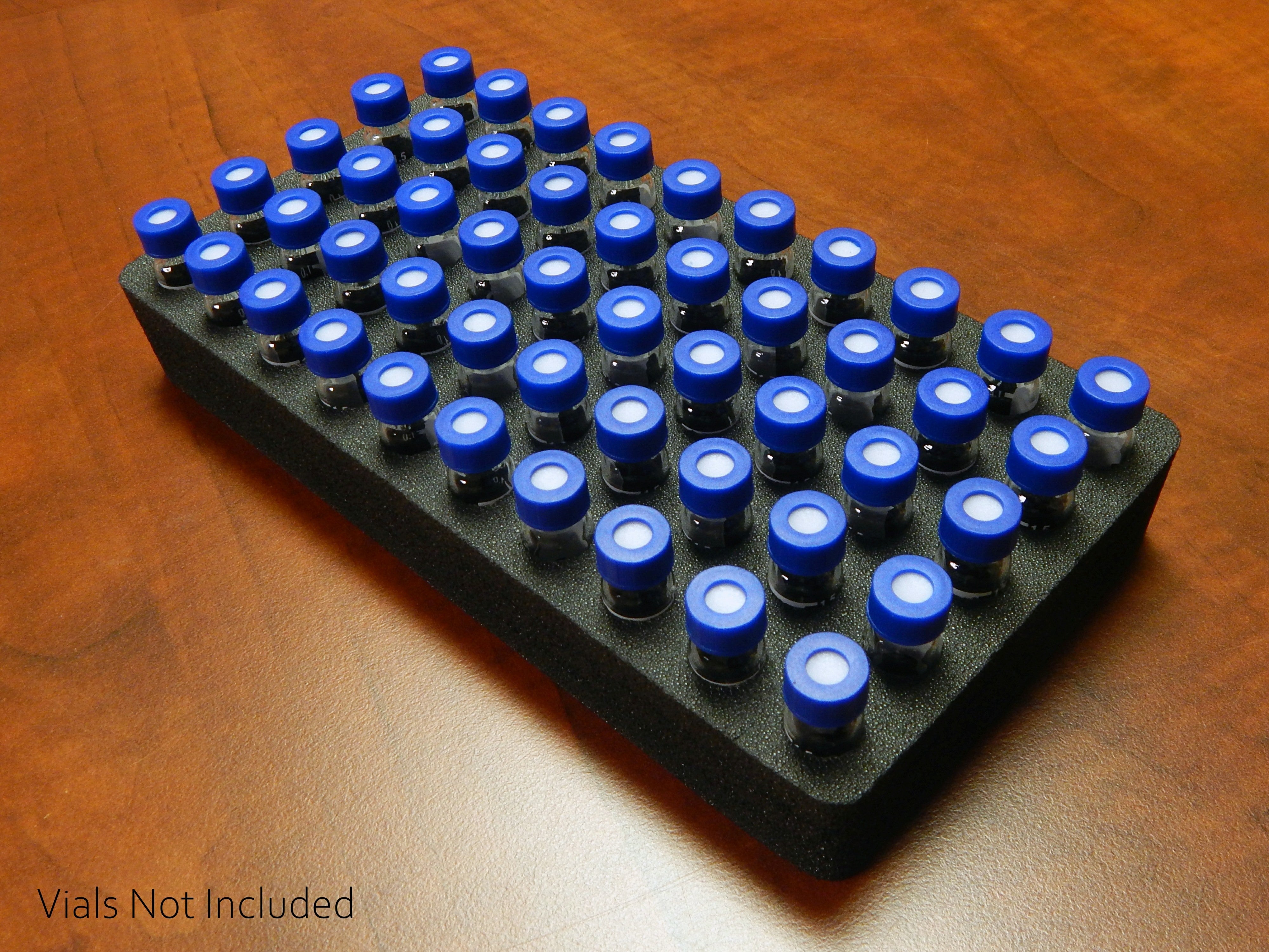 Centrifuge Vial Organizer Black Foam Storage Rack Stand Transport Holds 50 Vials Fits up to 12mm 2ml Diameter Tubes