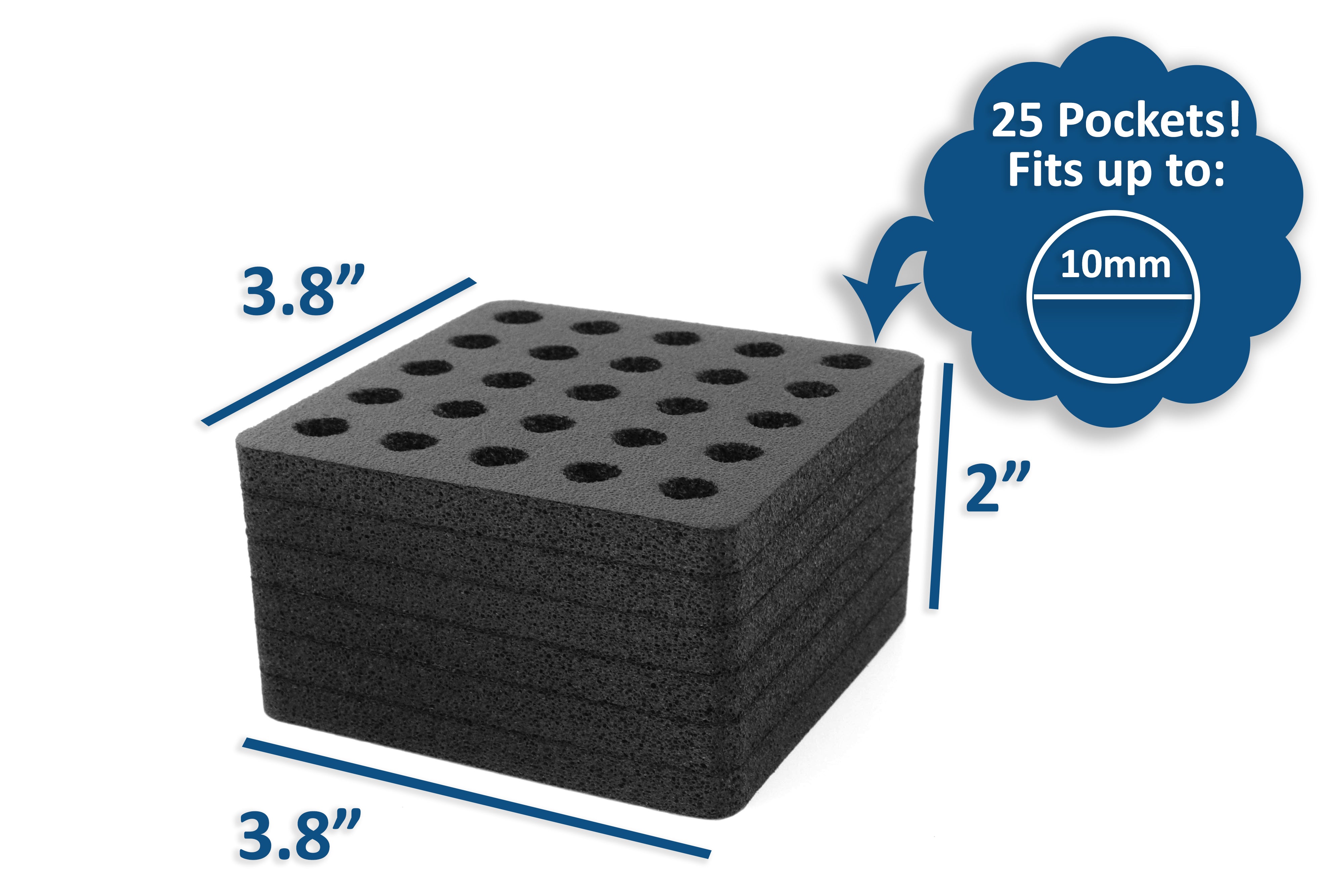 Test Tube Organizer Black Foam Storage Rack Stand Transport Holds 25 Tubes Fits up to 10mm Diameter Tubes